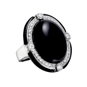 Ivanka Trump Black Onyx & Diamond Cocktail Ring